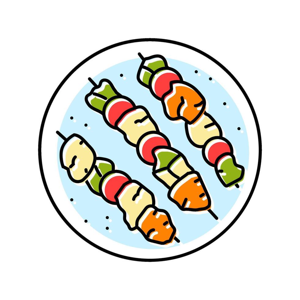 kebabs fish color icon illustration vector
