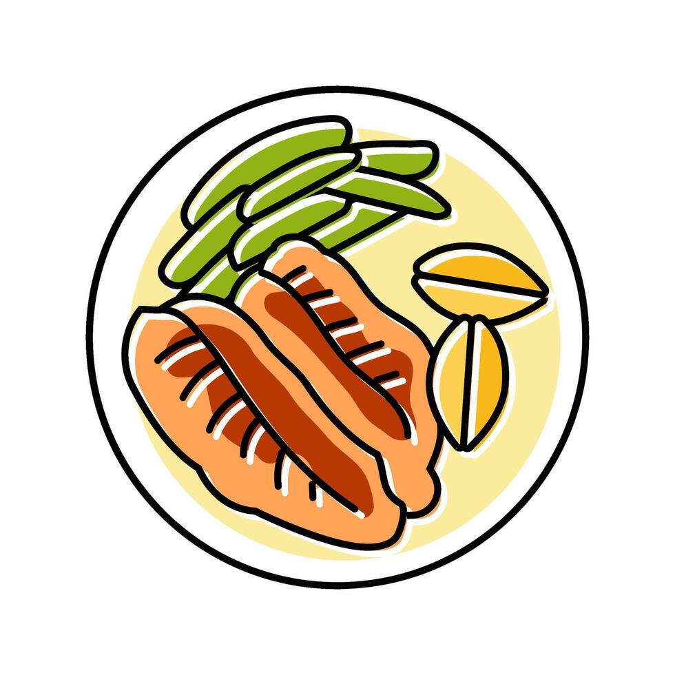 blackened fish color icon illustration vector