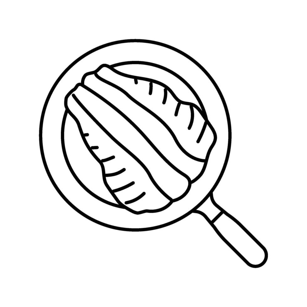 pan seared trout fish line icon illustration vector