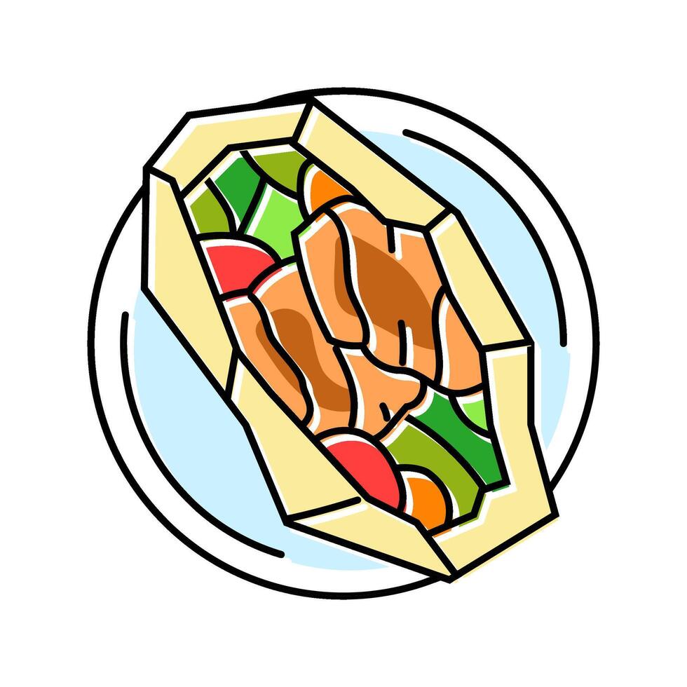 teriyaki fish color icon illustration vector
