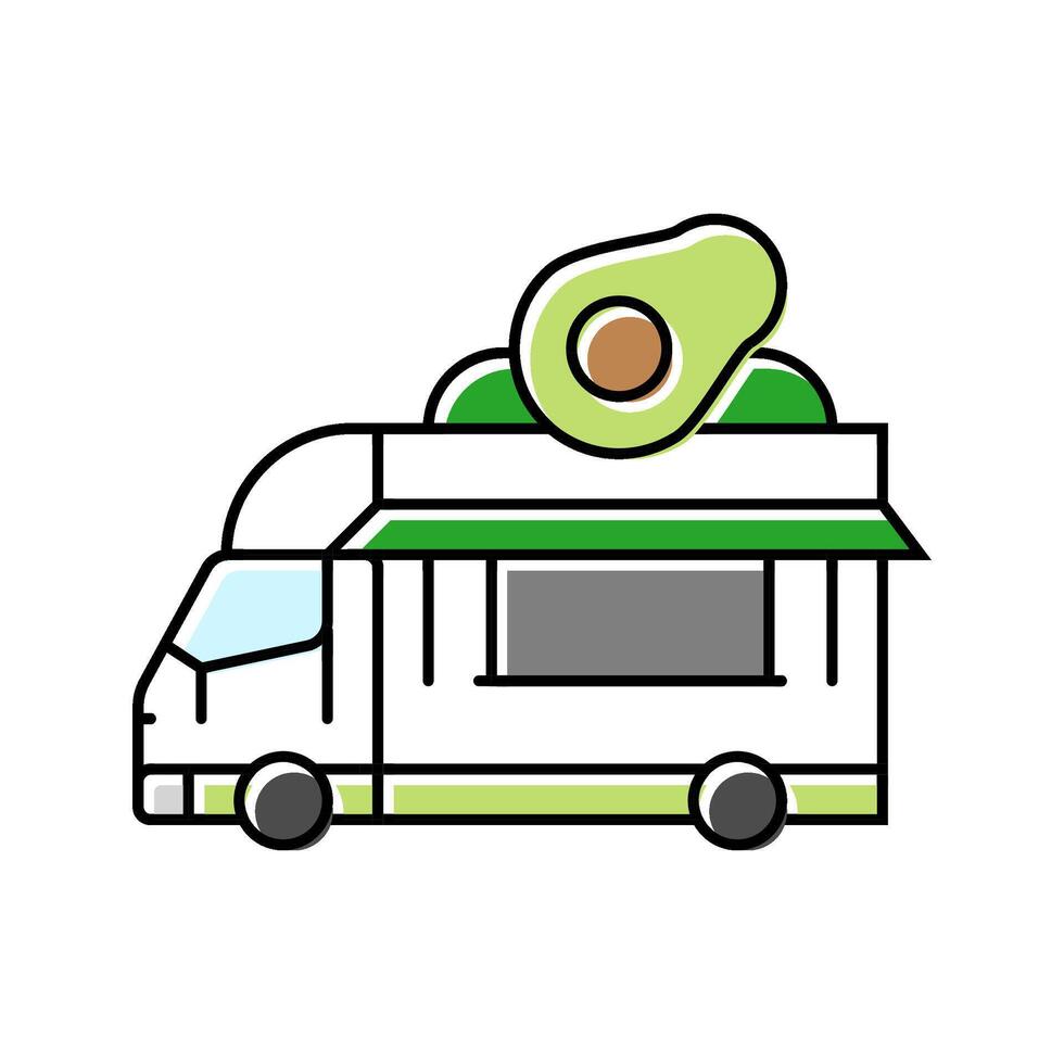 vegan vegetarian food truck color icon illustration vector