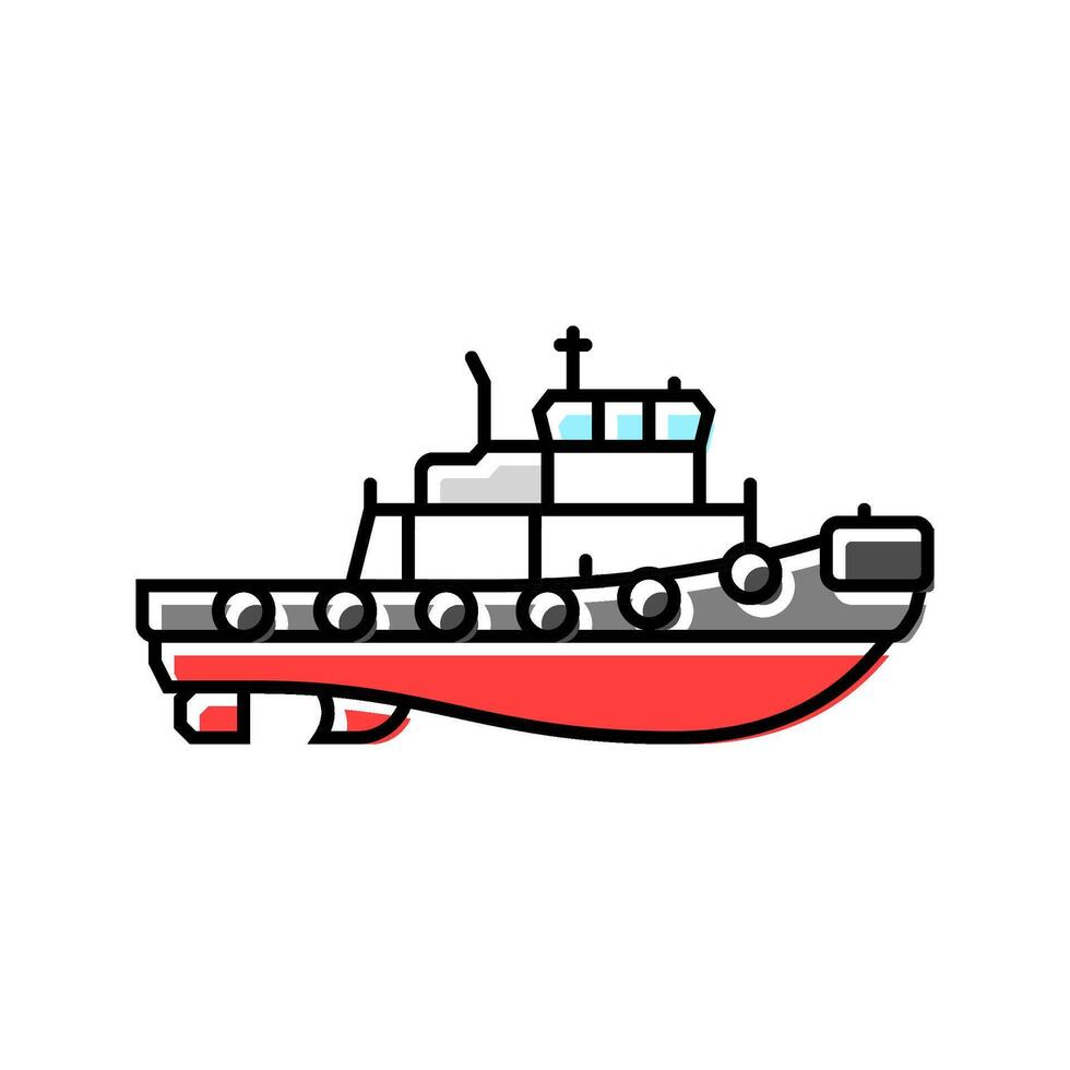 tugboat ship color icon illustration vector