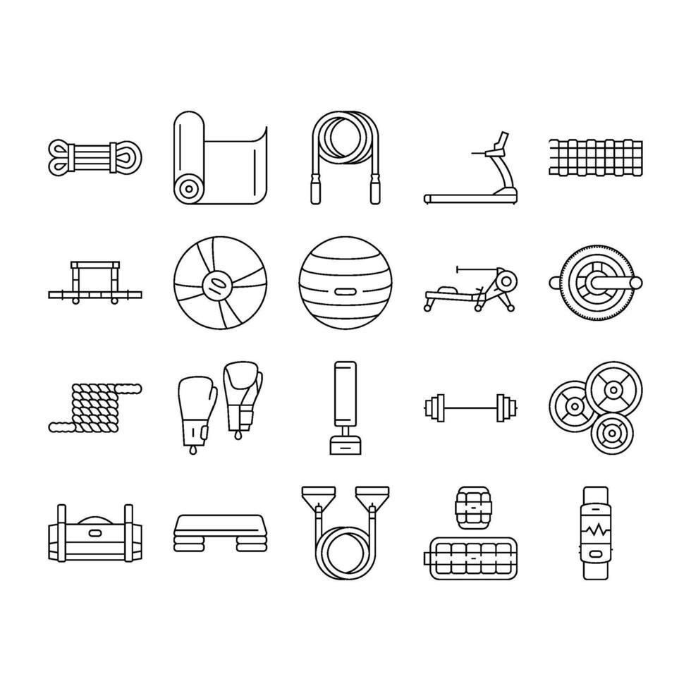 fitness tool dumbbell kettlebell icons set vector