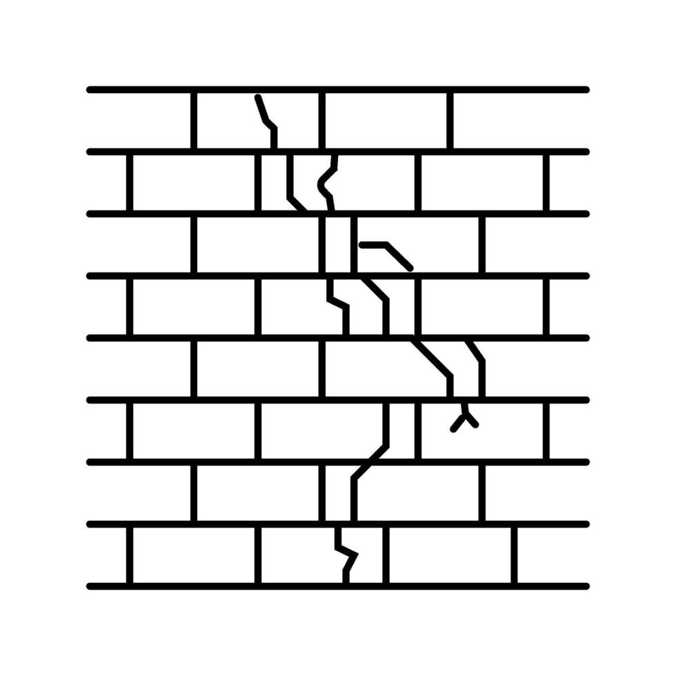 cracked wall fracture line icon illustration vector