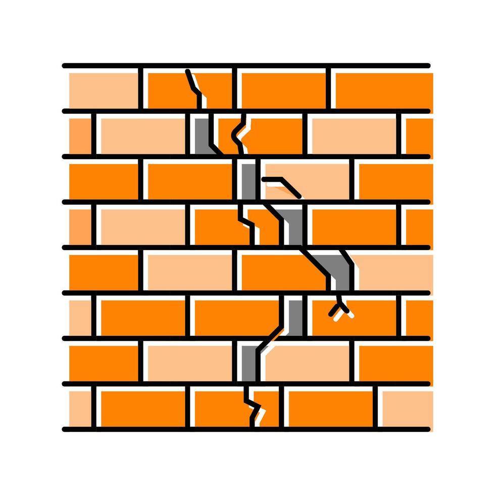 cracked wall fracture color icon illustration vector