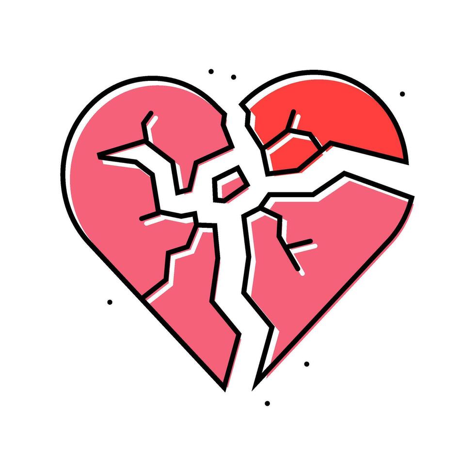 broken heart fracture color icon illustration vector