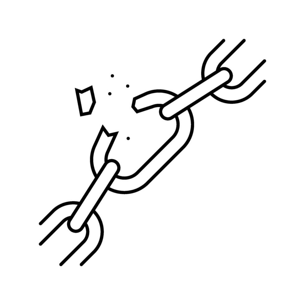 broken chain link fracture line icon illustration vector