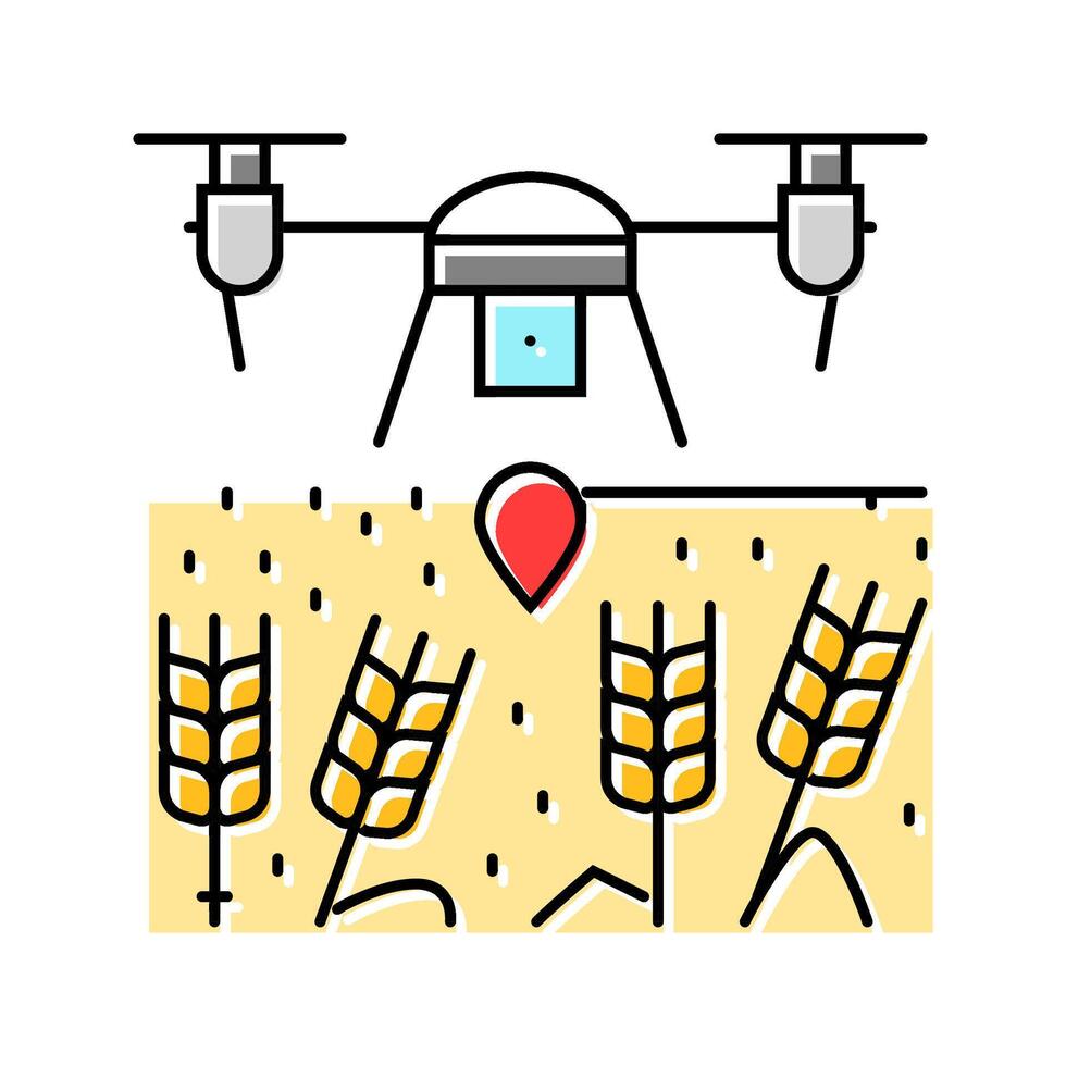 crop monitor drone robot harvests color icon illustration vector