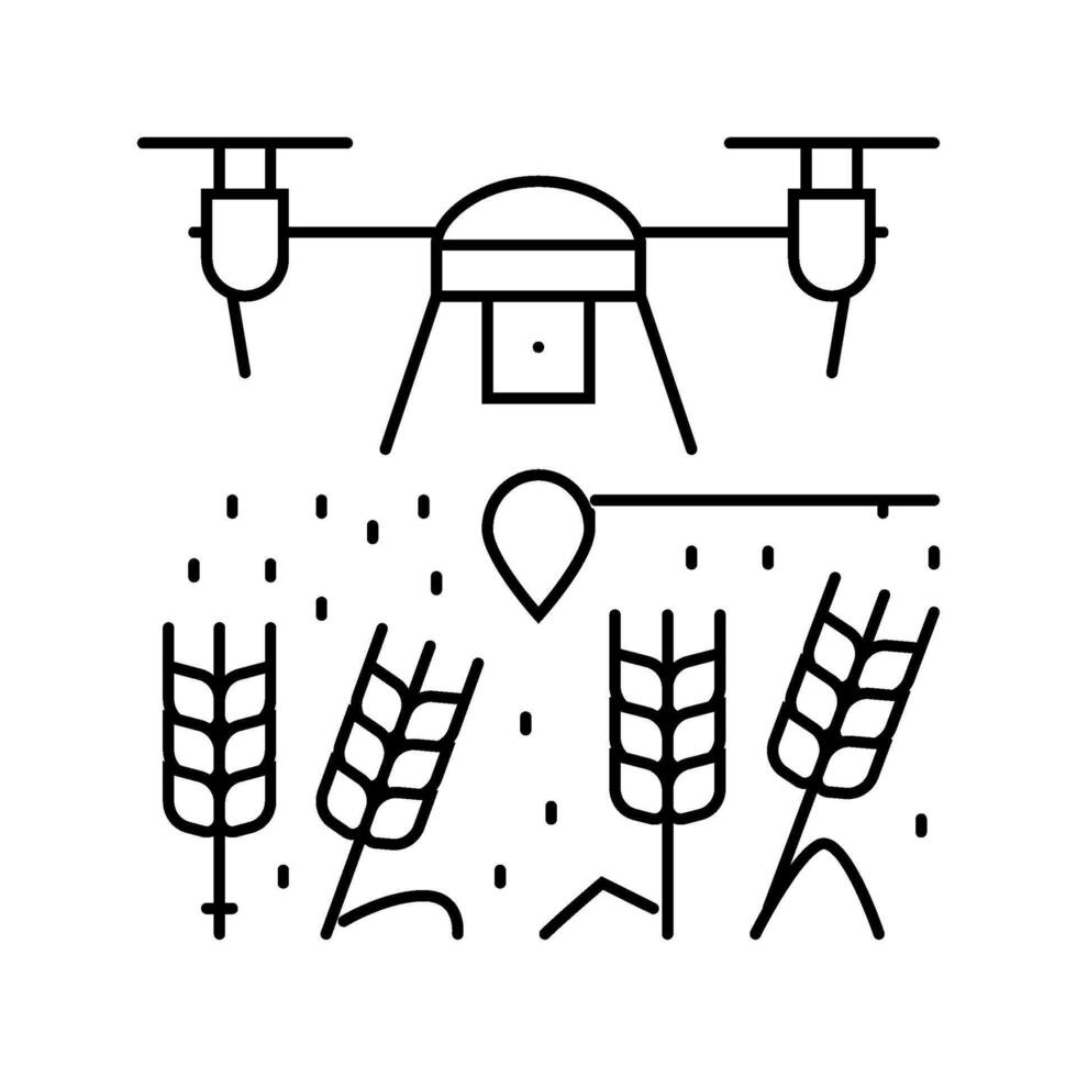 crop monitor drone robot harvests line icon illustration vector