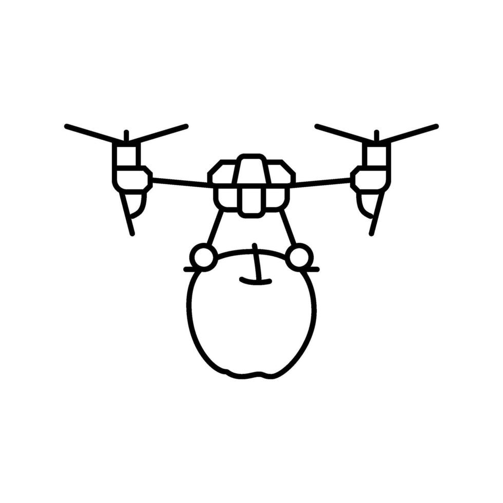 harvesting drone robot harvests line icon illustration vector