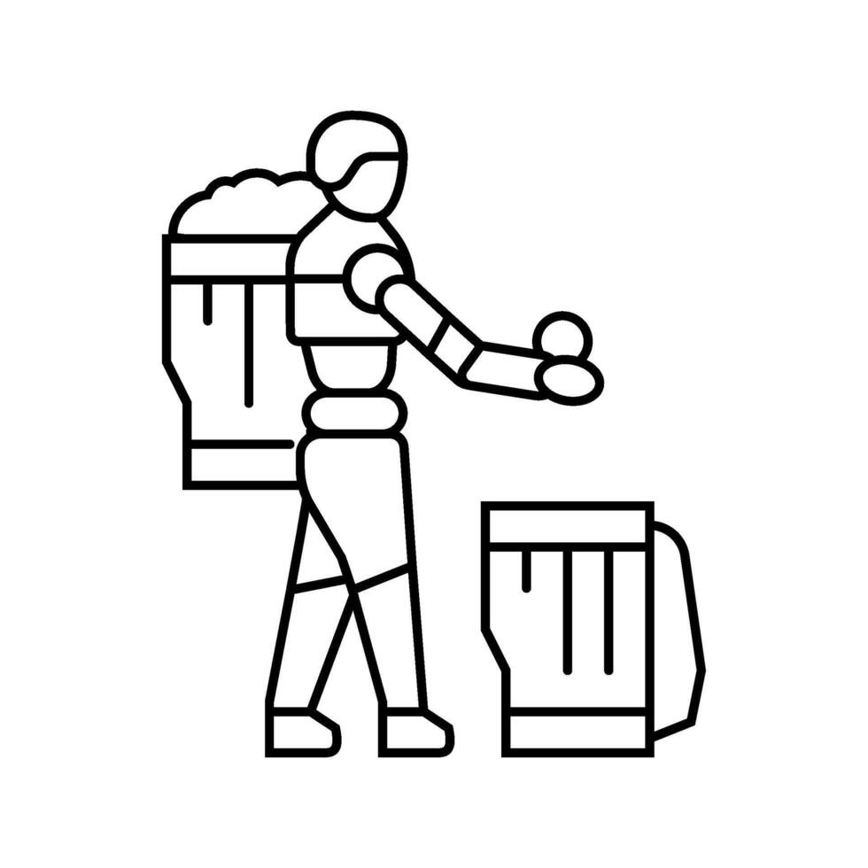 crop baskets robot harvests line icon illustration vector