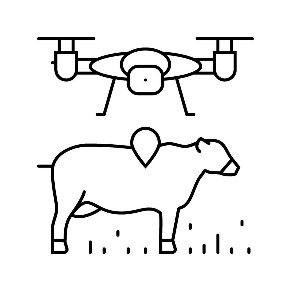 livestock monitoring robot harvests line icon illustration vector