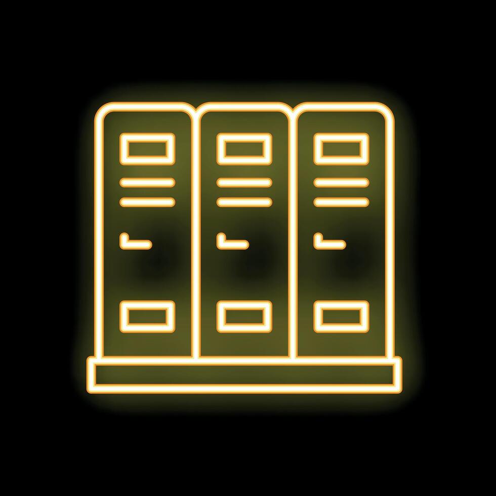 Neon yellow locker icon glowing on black background vector