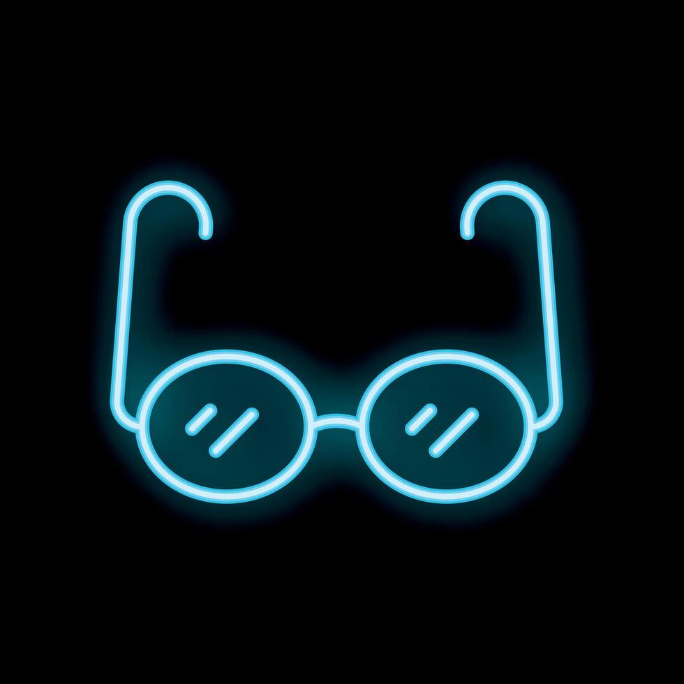 Neon icon of glasses glowing on black background vector