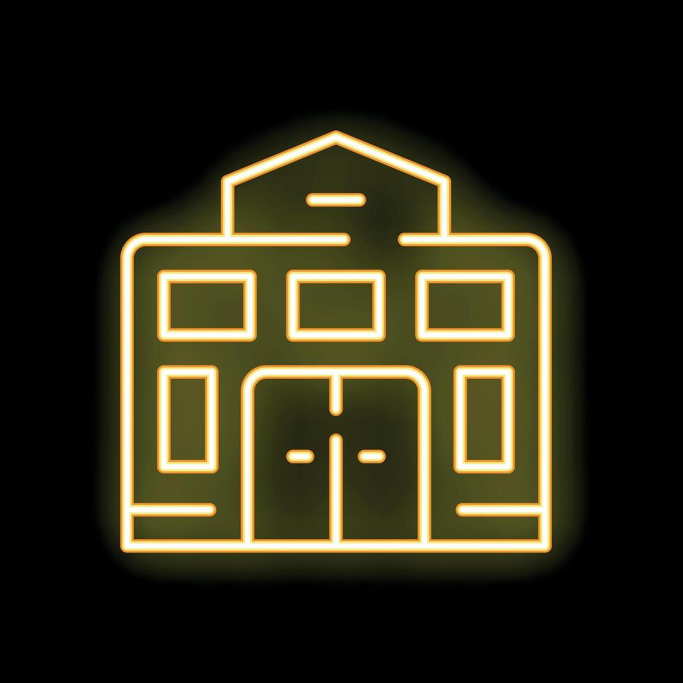 Glowing neon line building icon isolated on black background vector