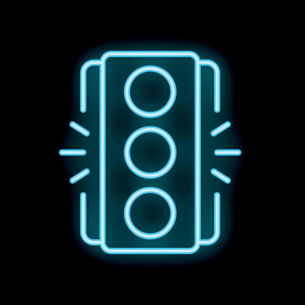 Neon sign showing traffic light on black background vector
