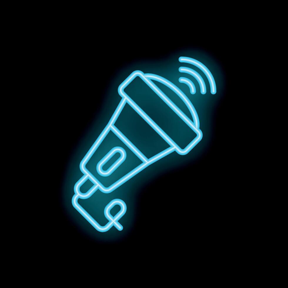 Neon sign of a powerful flashlight emitting light beam vector