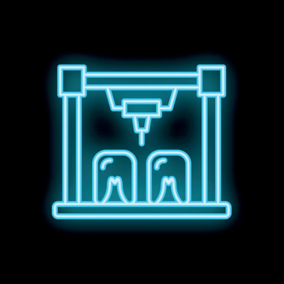 Neon icon of 3d printer printing two objects vector