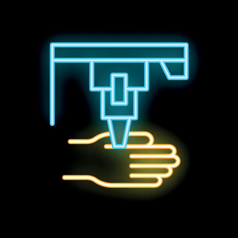 Neon icon of automatic wall mounted hand sanitizer dispenser vector