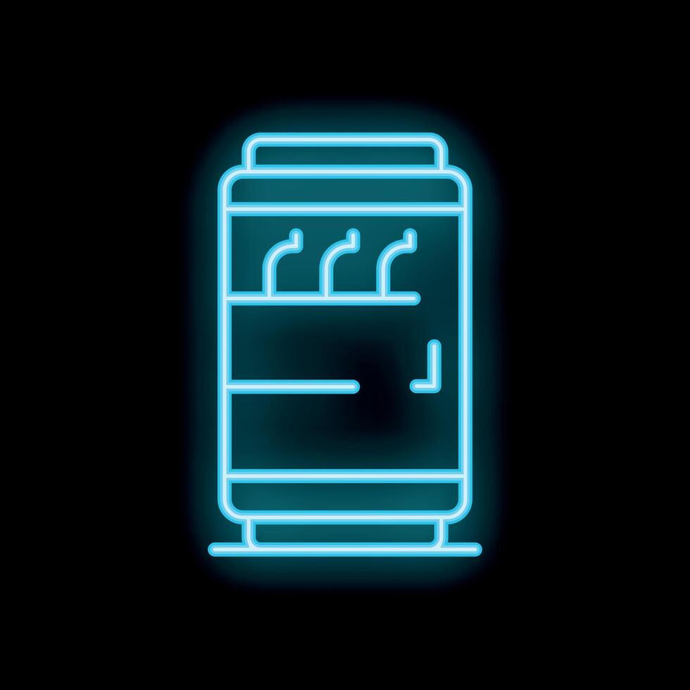 Glowing neon line electric transformer icon isolated on black background illustration vector