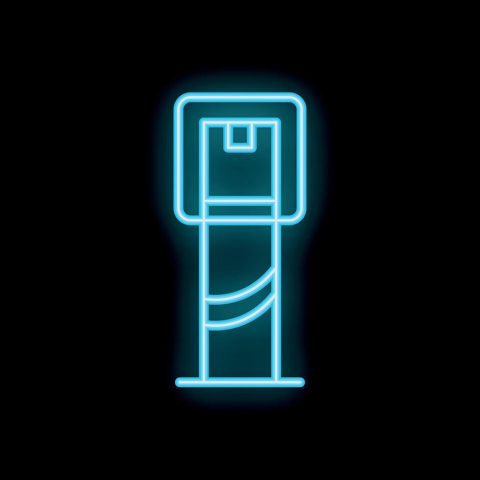 Blue neon sign of spray paint can on black background vector