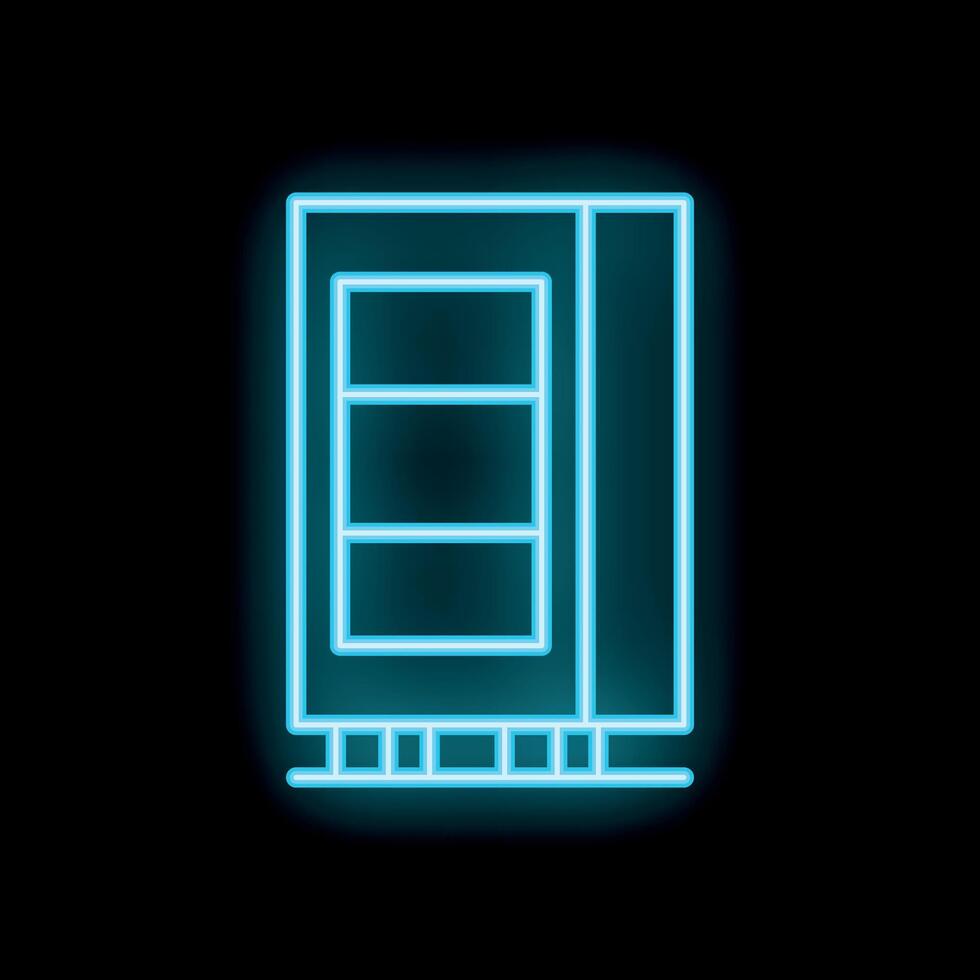Neon sign of empty vending machine on black background vector