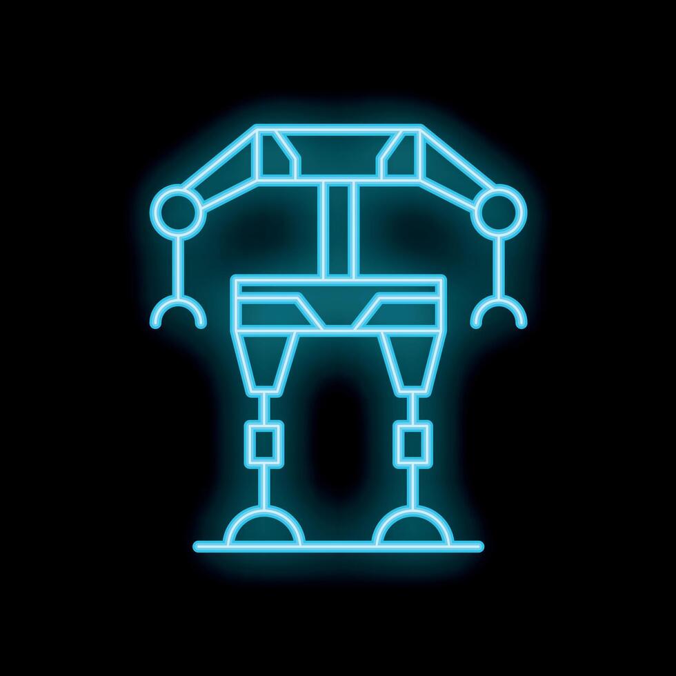 Neon robot standing with claws outstretched vector
