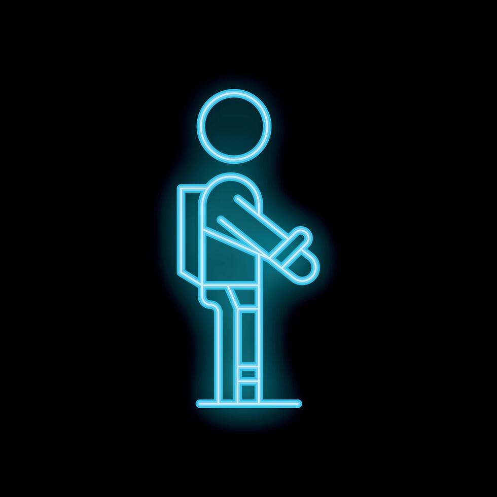 Neon sign of a schoolboy wearing a backpack and holding a book vector