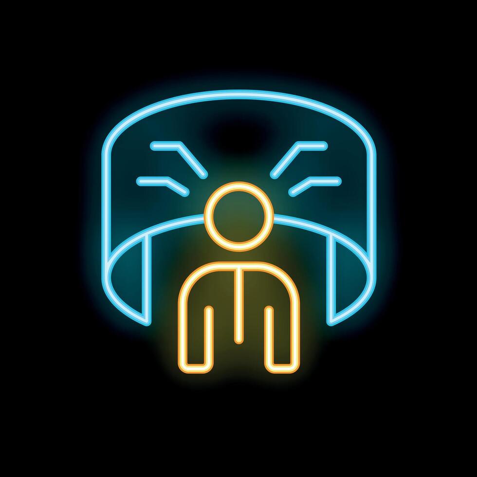 Neon sign of person experiencing virtual reality technology vector