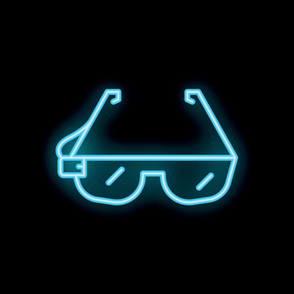 Neon sign representing smart glasses for virtual augmented reality vector