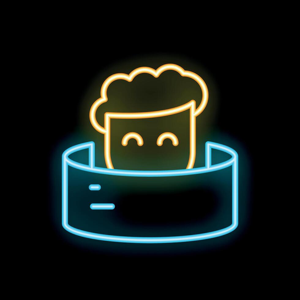 Neon sign showing a smiling person using a virtual reality headset vector