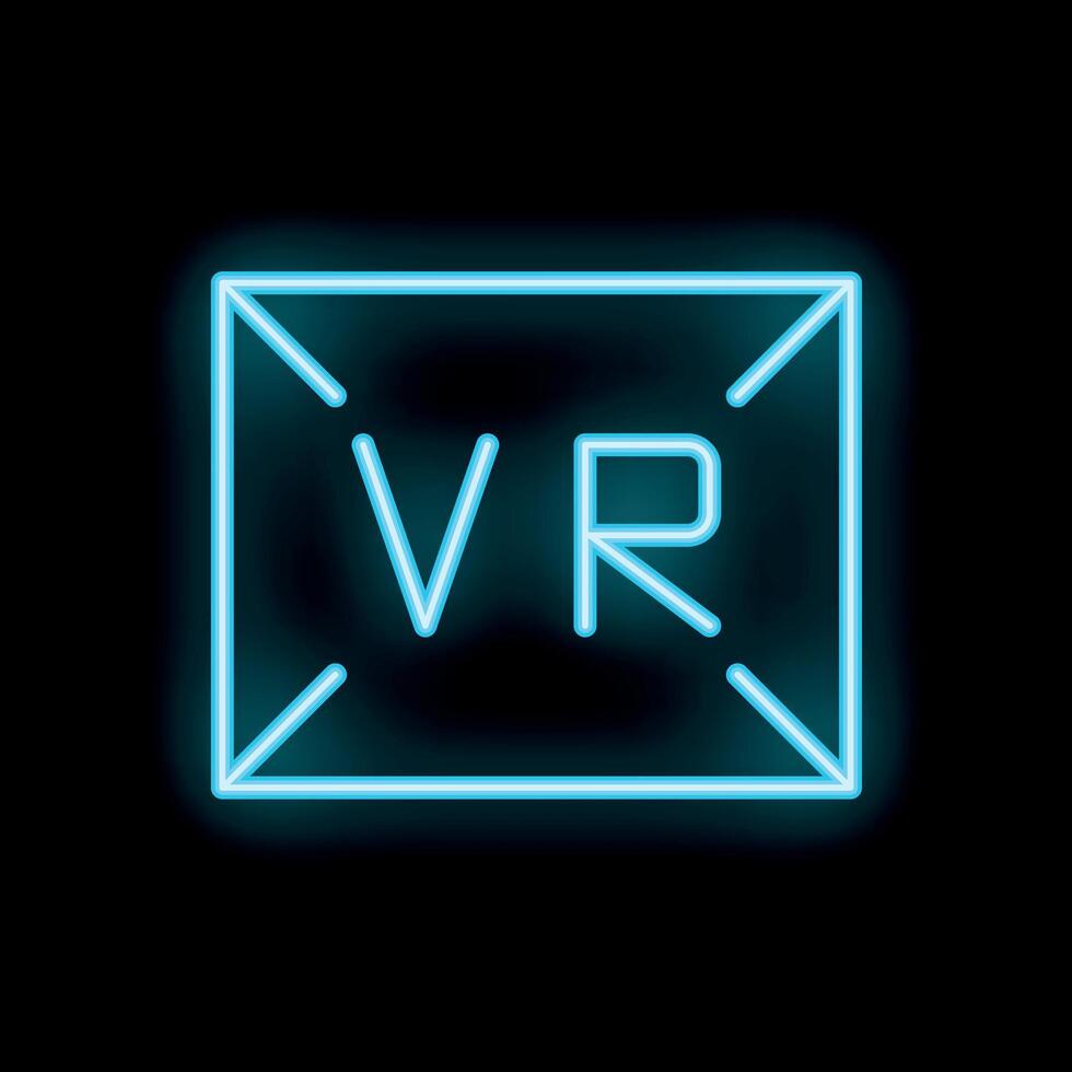 Neon vr symbol glowing on black background vector