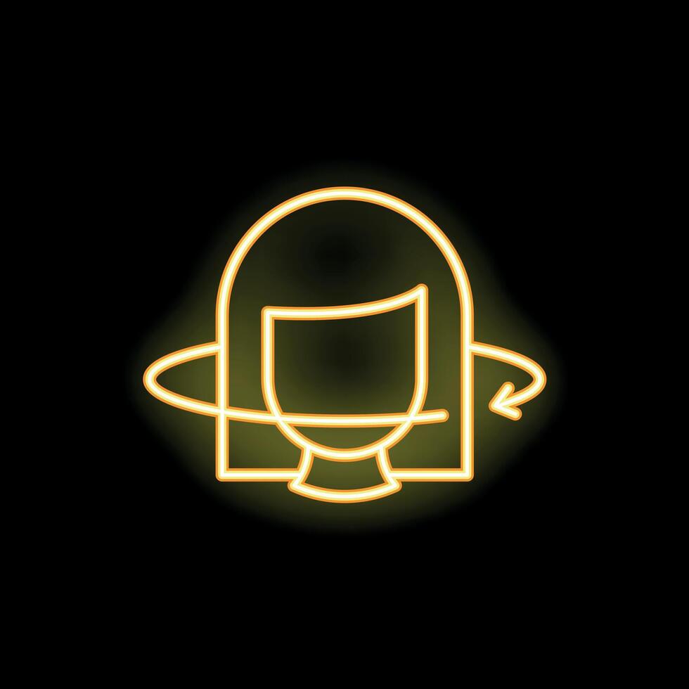 Neon icon of woman face rotating showing vr technology vector