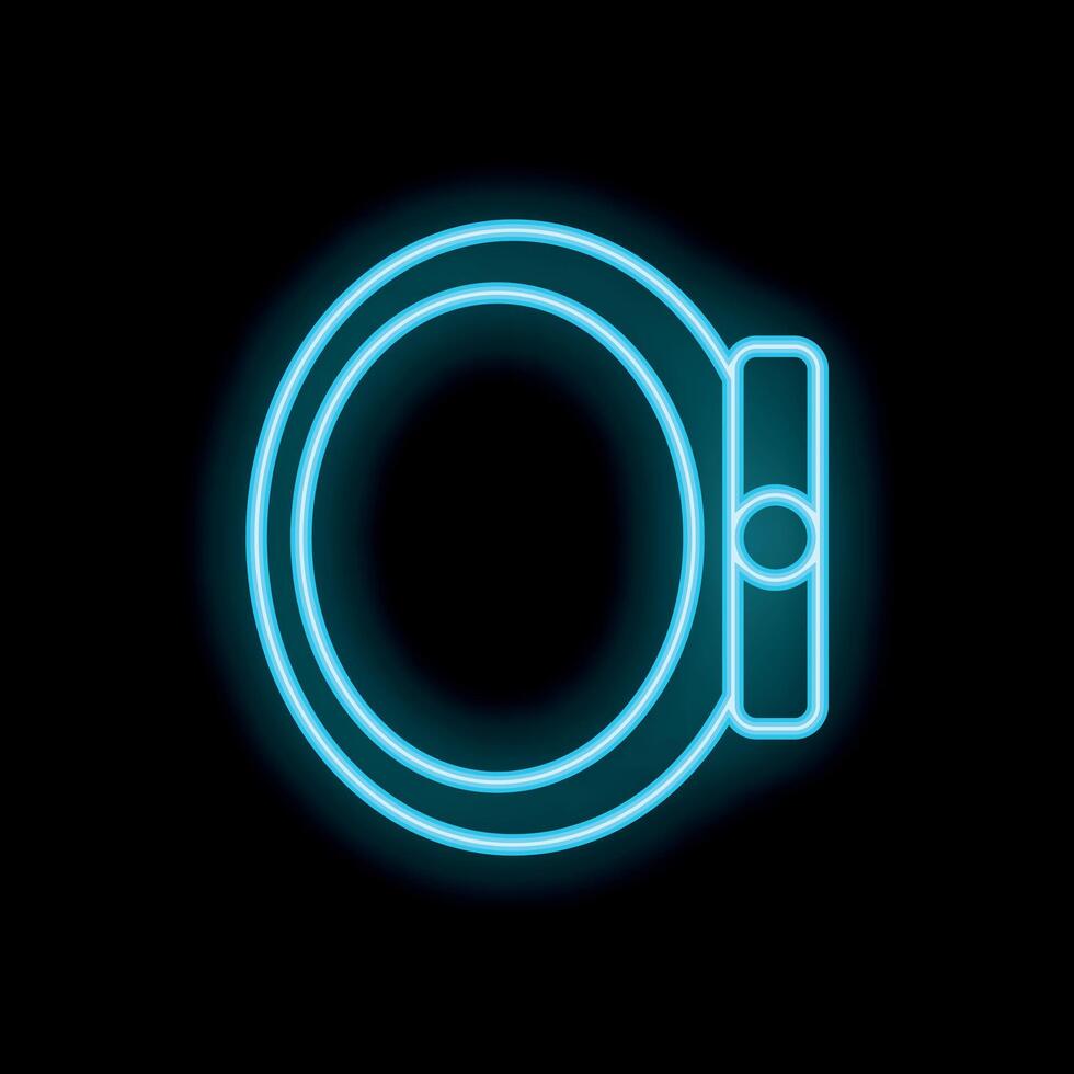 Neon smart watch glowing on black background vector