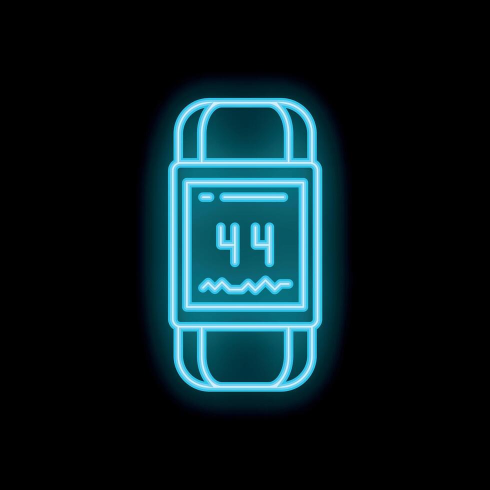 Neon icon of smartwatch showing blood sugar level on screen vector