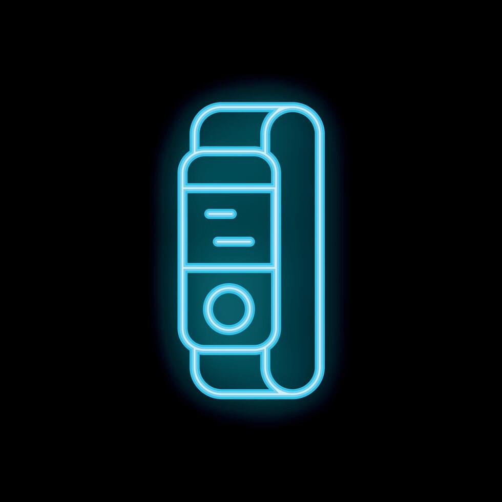 Neon fitness tracker icon glowing on dark background vector