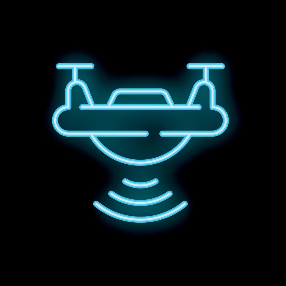 Neon drone delivering parcel using gps navigation system vector