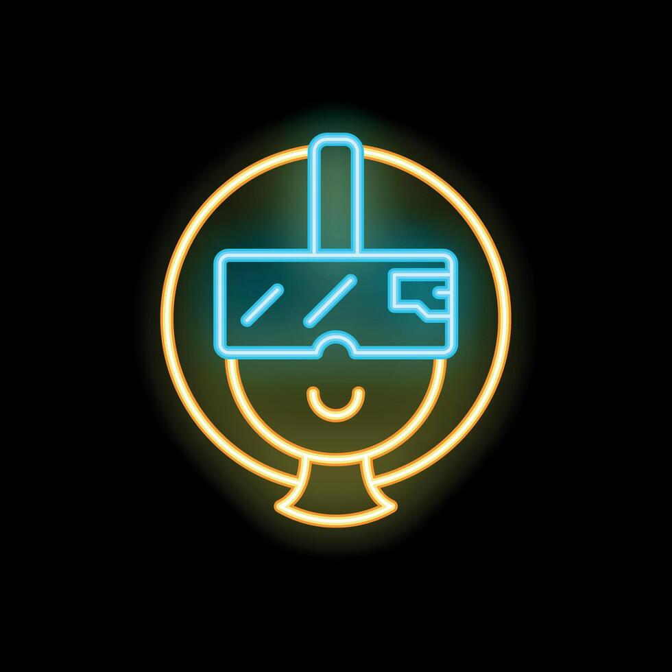 Neon icon of a person wearing a vr headset smiling vector