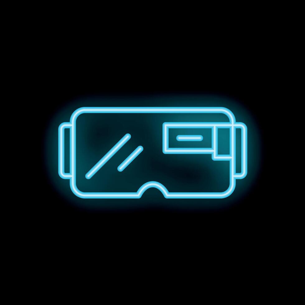 Glowing neon icon of vr headset on black background vector