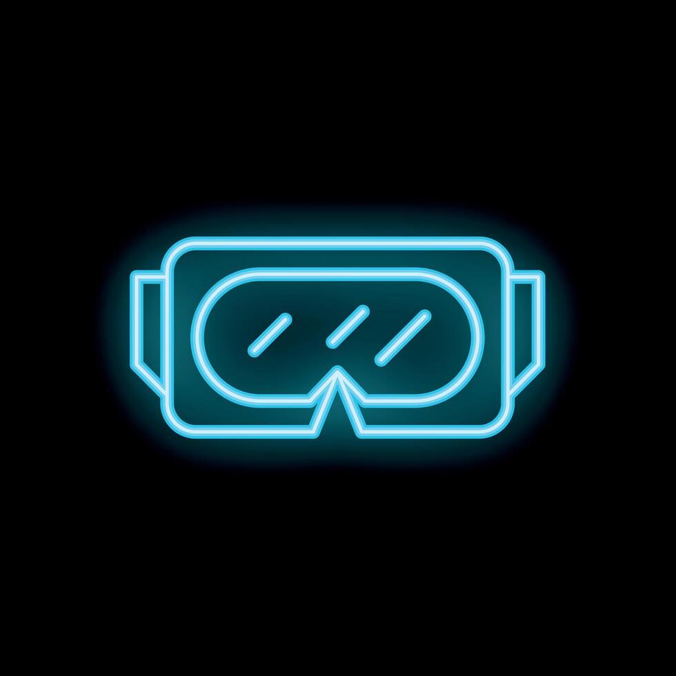 Neon sign representing virtual reality headset on black background vector