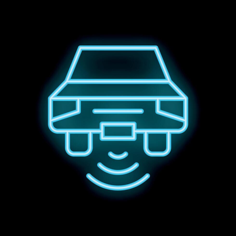 Neon self driving autonomous vehicle parking sensor icon vector