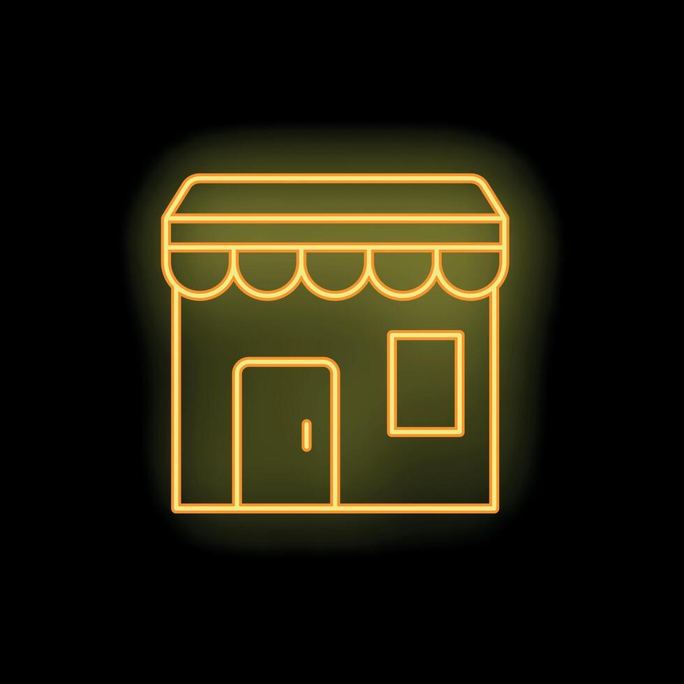 Neon sign depicting a storefront in the night vector