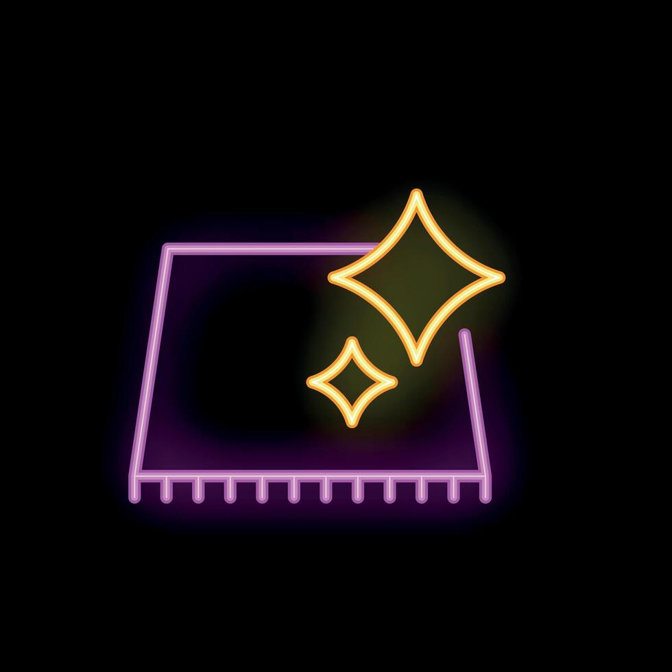 Neon icon of carpet cleaning service glowing on black background vector