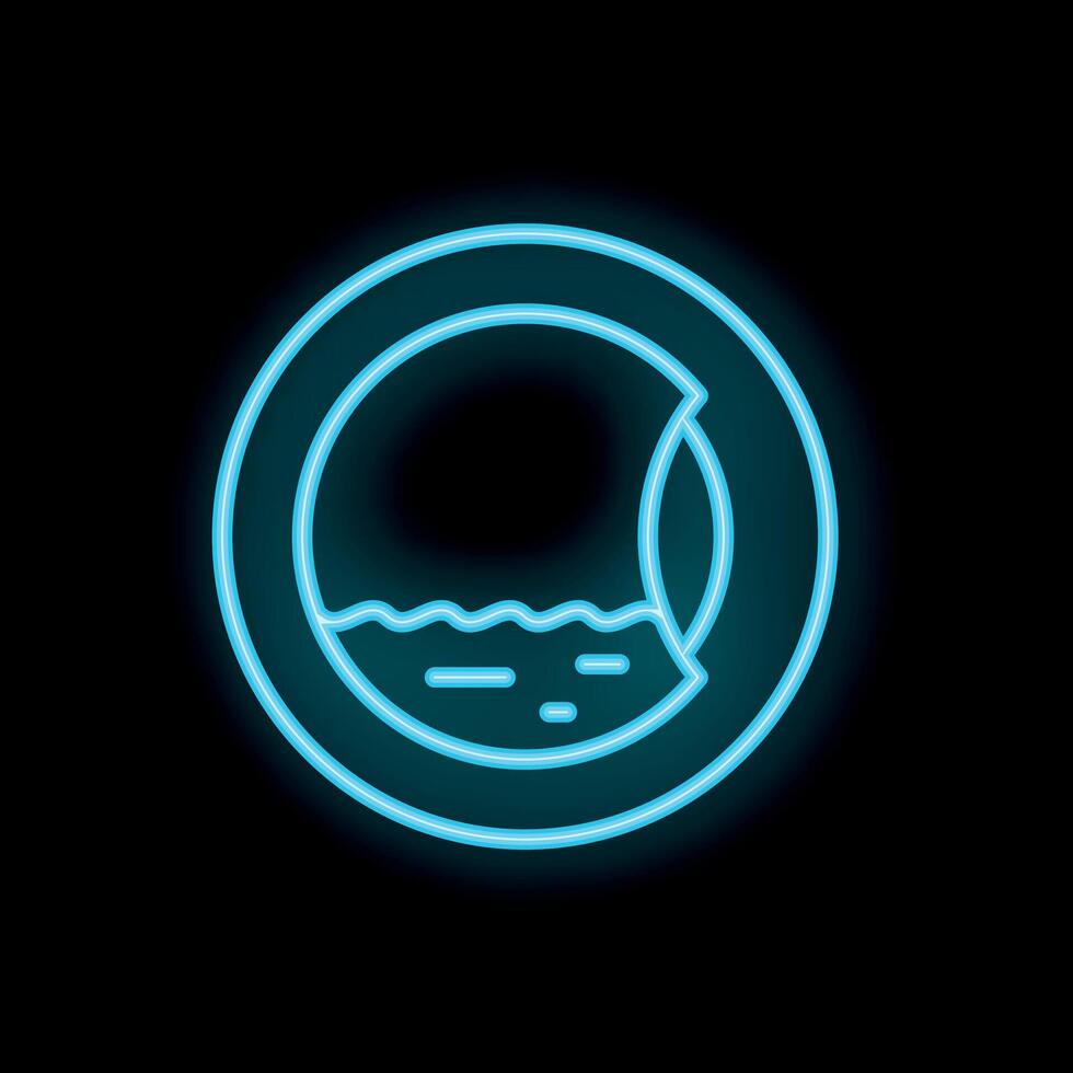 Neon icon of a washing machine drum filled with water for laundry service vector