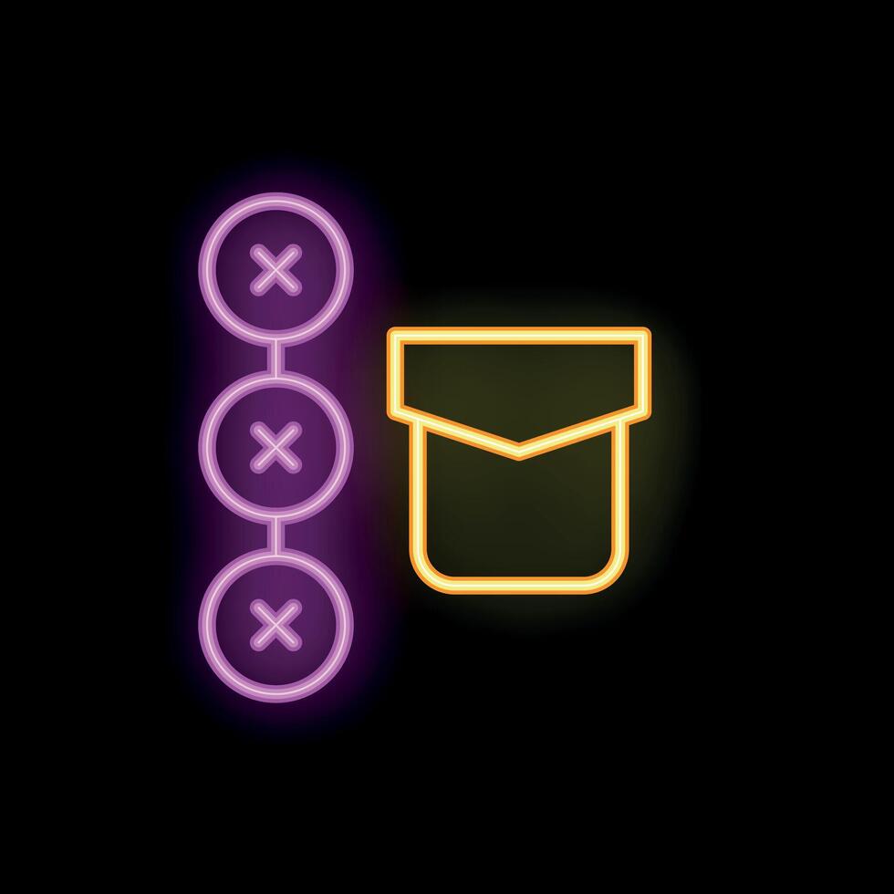 Neon icon of three cross marks representing votes removing a candidate from ballot voting box vector