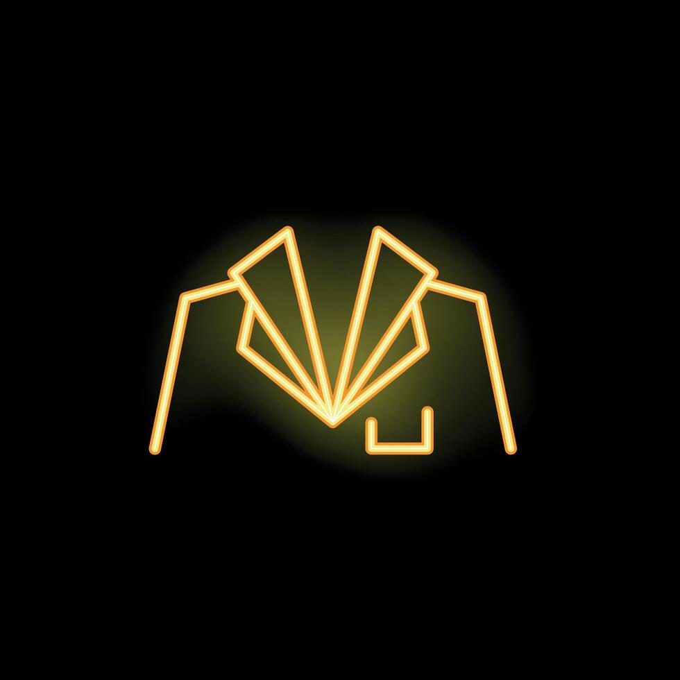 Glowing neon suit icon against black background vector