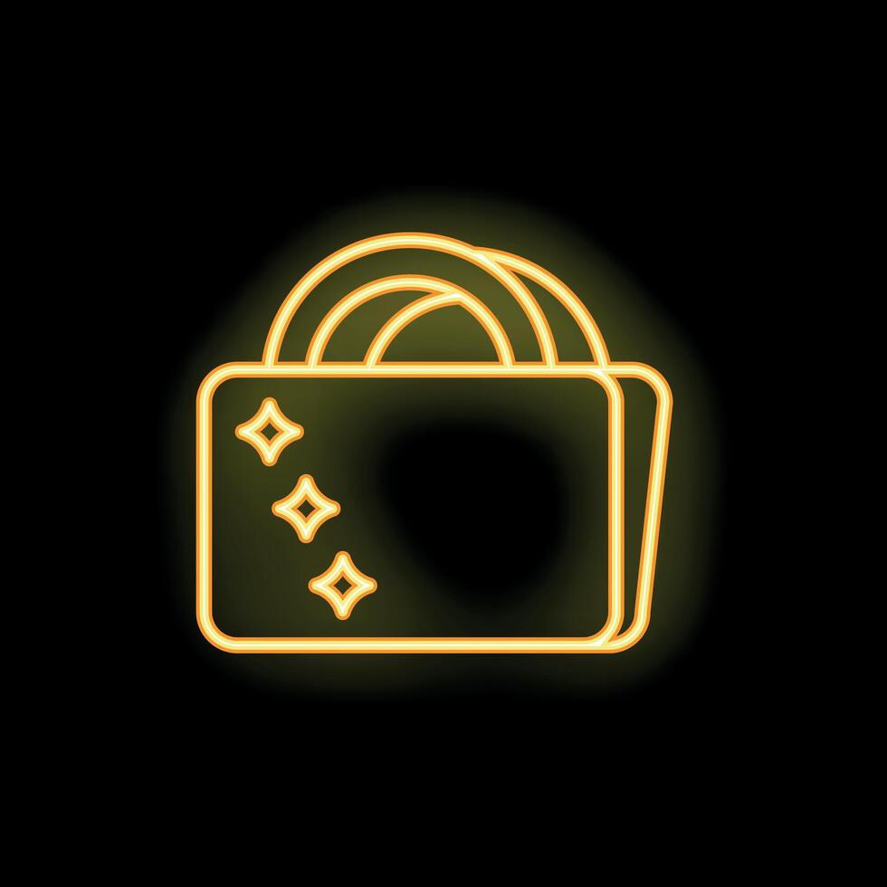 Neon yellow credit cards icon glowing on black background vector