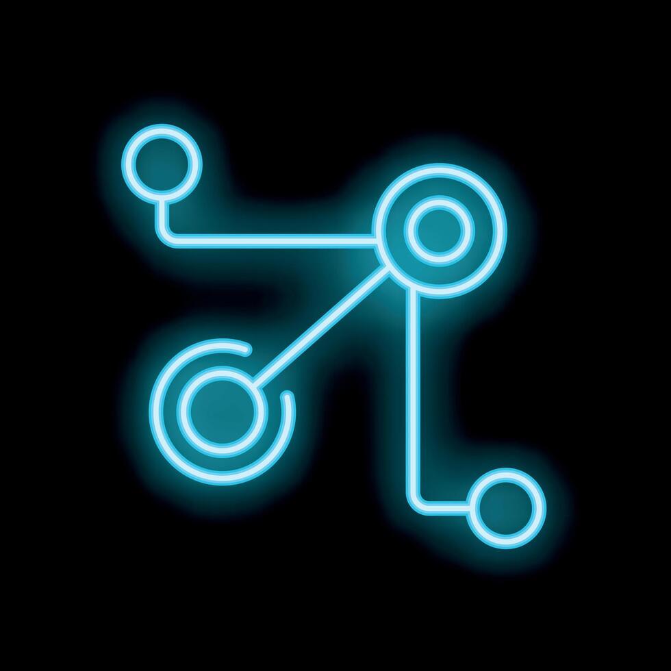 Neon blue network icon representing data connection vector