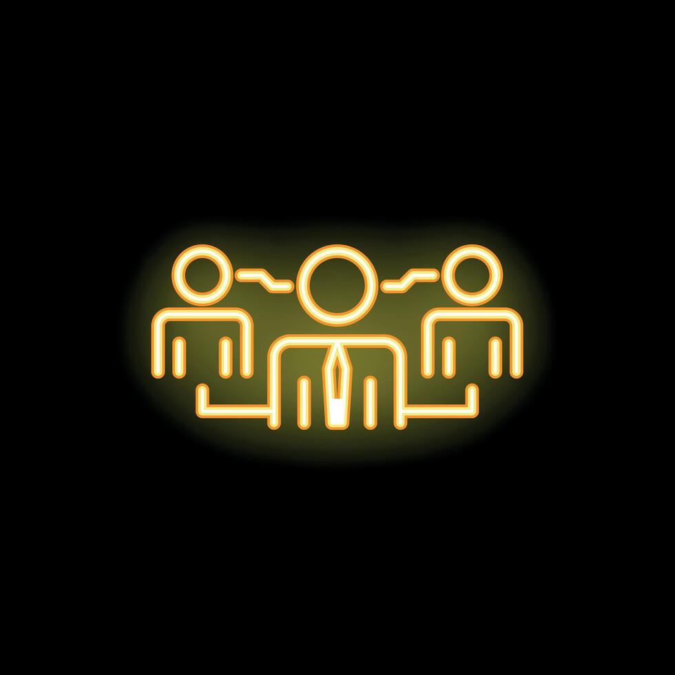 Neon icon of business people connected by lines representing social network vector