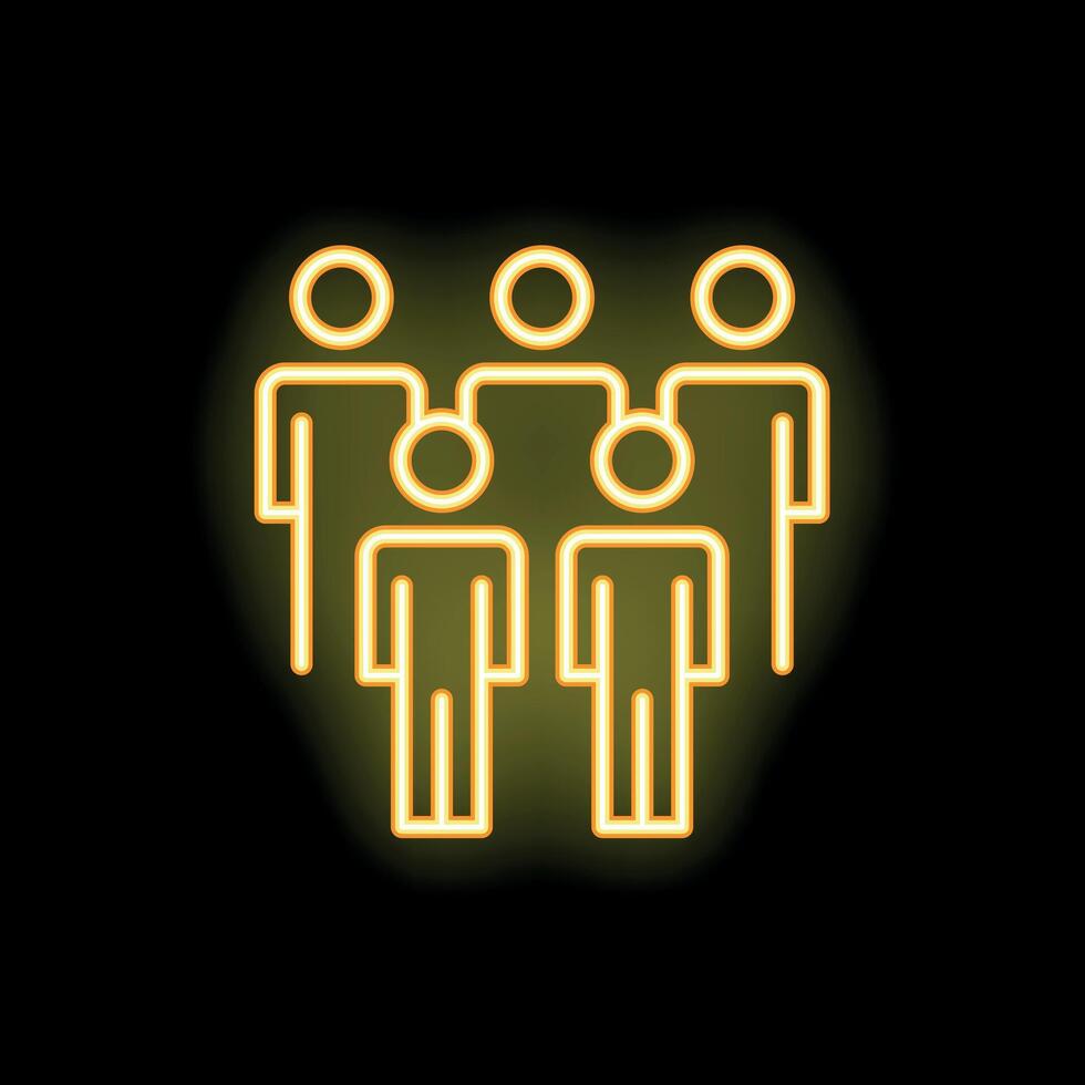 Five people team connected with lines neon light style icon vector